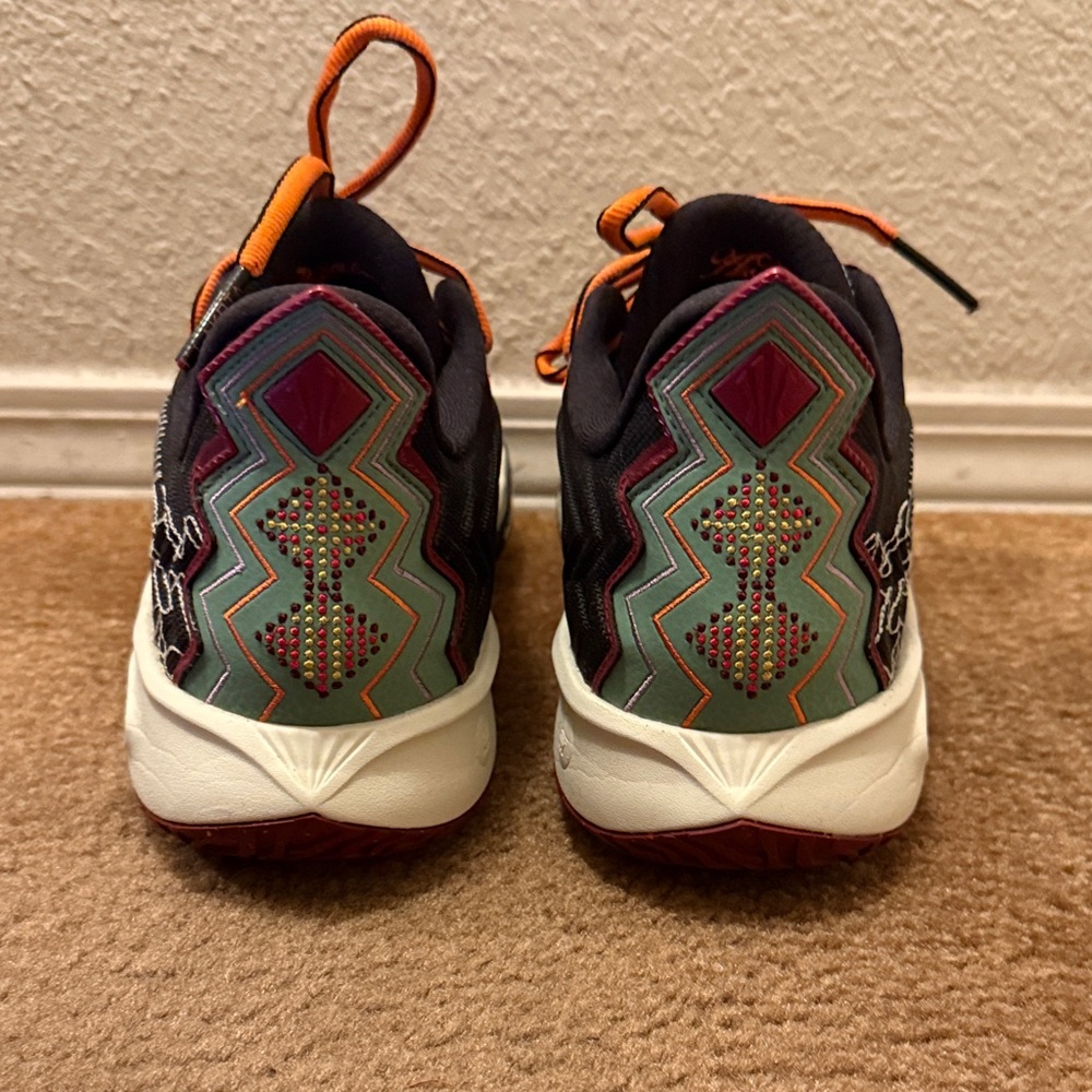 Men's Athletic Shoes - Black with Orange Accents - Picture 5 of 9